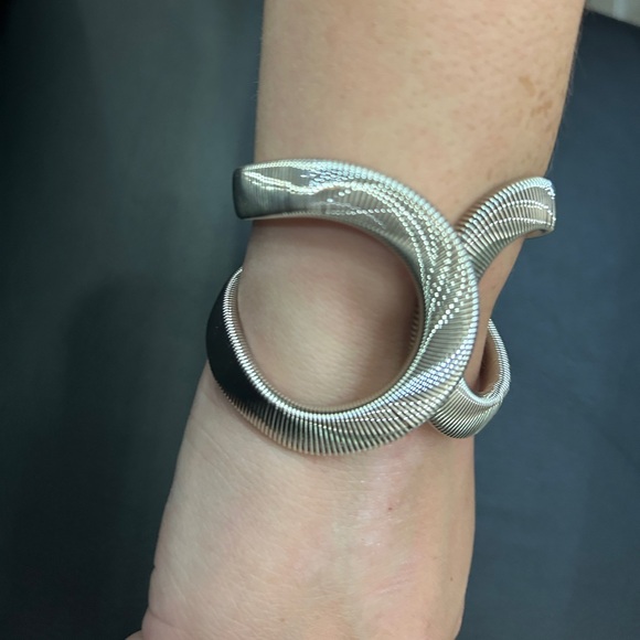 Double Omega Textured Wire Cuff - Picture 3 of 5